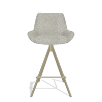 Tabouret de bar Padua 6457 en tissu Taurus 01 (grège), pieds en champagne, vue de face