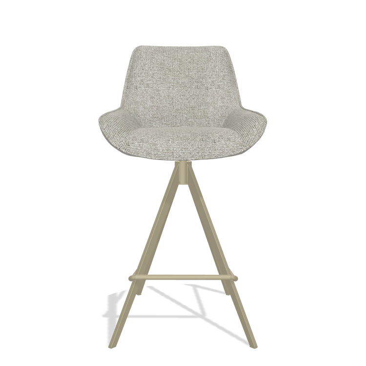 Tabouret de bar Padua 6457 en tissu Taurus 01 (grège), pieds en champagne, vue de face