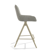 Tabouret de bar Padua 6457 en tissu Taurus 01 (grège), pieds en champagne, vue de profil
