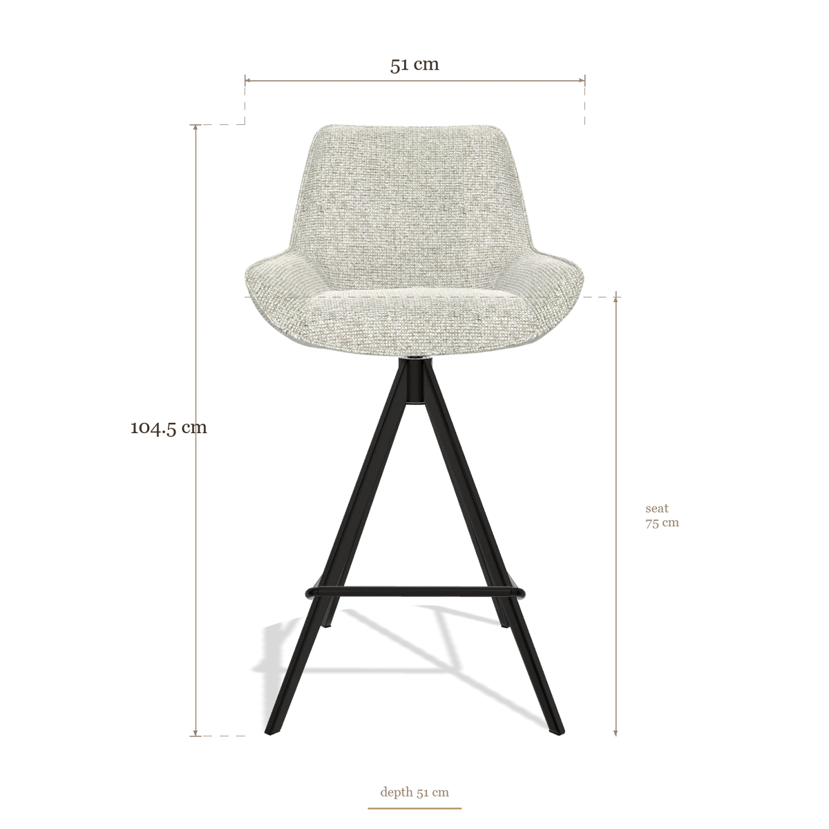 Tabouret de bar Padua 6457, dimensions 51 x 51 x 104.5 cm