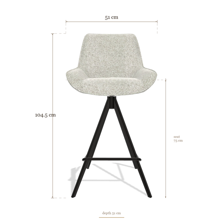 Tabouret de bar Padua 6457, dimensions 51 x 51 x 104.5 cm
