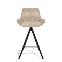 Tabouret de bar Padua 6457 en tissu Venga 10 (grège), pieds en noir, vue de face