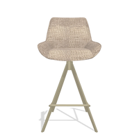 Tabouret de bar Padua 6457 en tissu Venga 10 (grège), pieds en champagne, vue de face