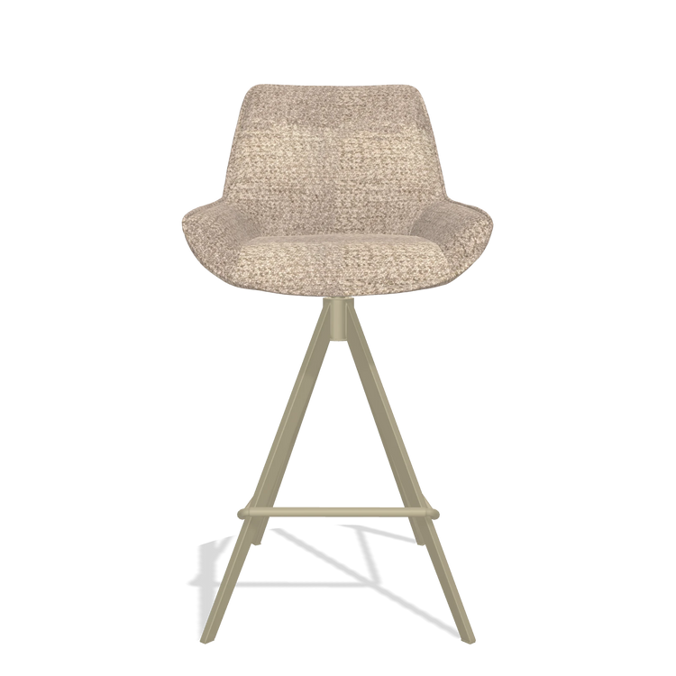 Tabouret de bar Padua 6457 en tissu Venga 10 (grège), pieds en champagne, vue de face