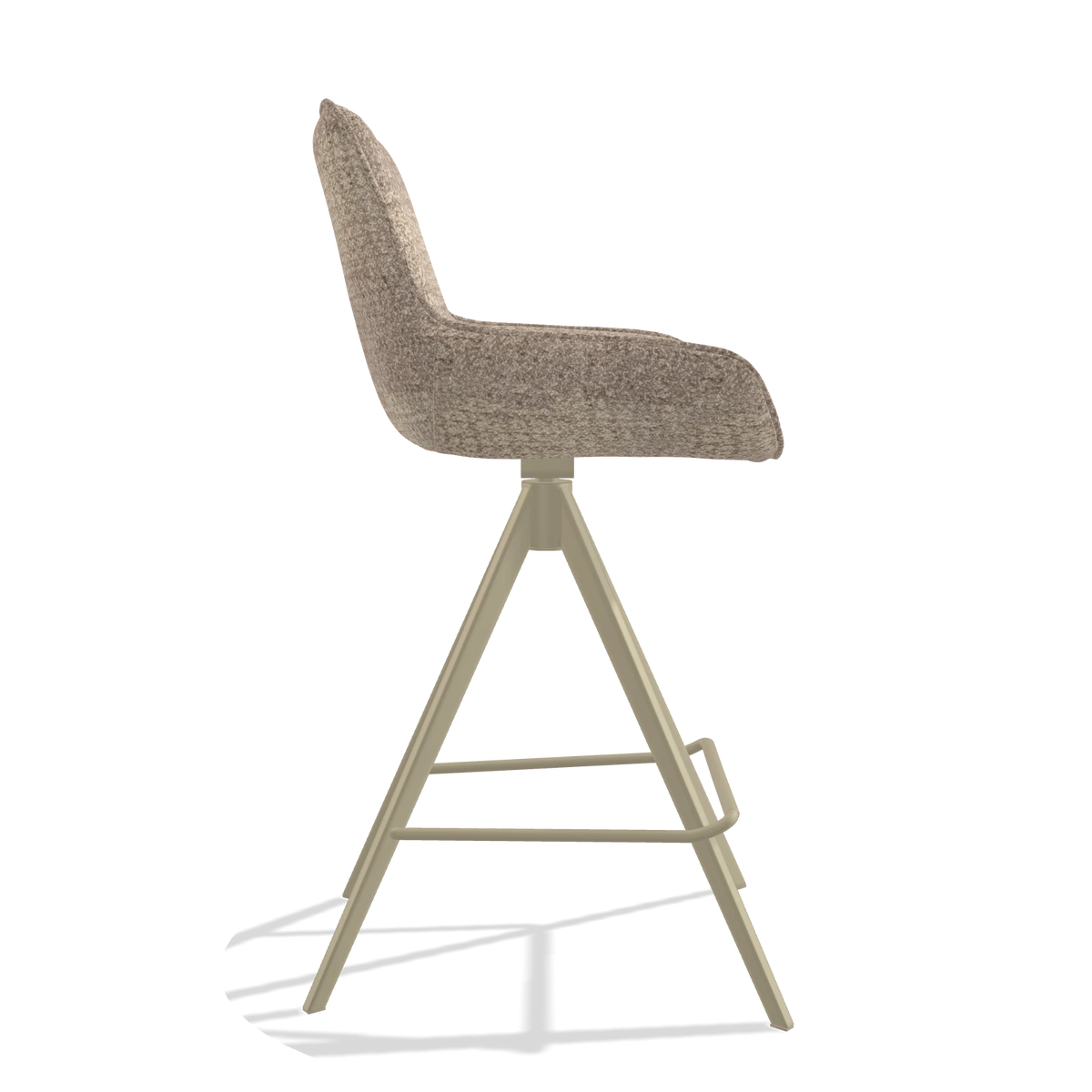 Tabouret de bar Padua 6457 en tissu Venga 10 (grège), pieds en champagne, vue de profil