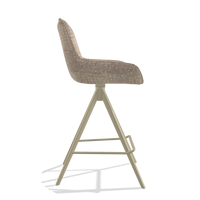 Tabouret de bar Padua 6457 en tissu Venga 10 (grège), pieds en champagne, vue de profil