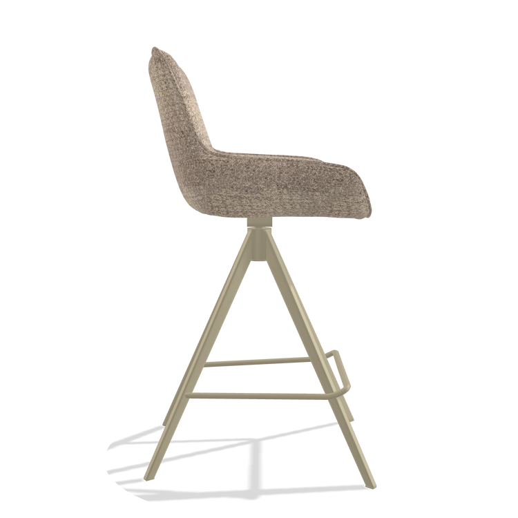 Tabouret de bar Padua 6457 en tissu Venga 10 (grège), pieds en champagne, vue de profil