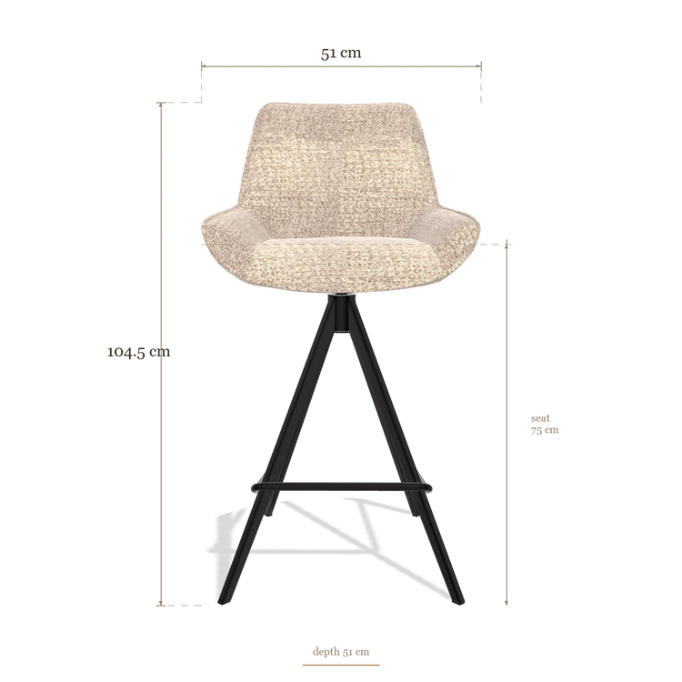 Tabouret de bar Padua 6457, dimensions 51 x 51 x 104.5 cm