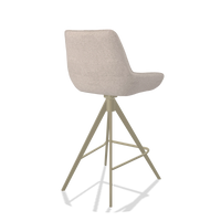 Barstoel Padua 6457 in stof Venga 102 (lichtgrijs), poten in champagne, schuin achteraanzicht