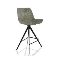 Tabouret de bar Padua 6457 en tissu Venga 156 (taupe), pieds en noir, vue de trois-quarts arrière