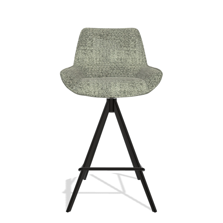 Tabouret de bar Padua 6457 en tissu Venga 156 (taupe), pieds en noir, vue de face