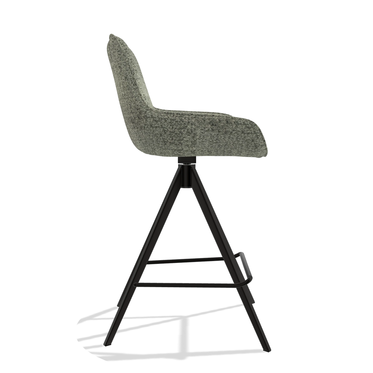 Tabouret de bar Padua 6457 en tissu Venga 156 (taupe), pieds en noir, vue de profil