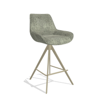 Tabouret de bar Padua 6457 en tissu Venga 156 (taupe), pieds en champagne, vue de trois-quarts