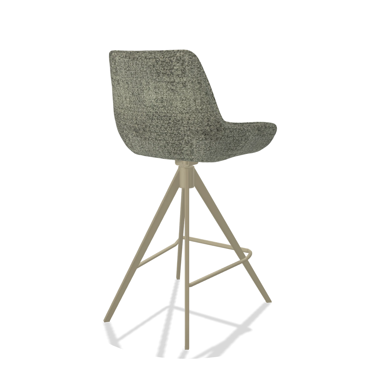 Tabouret de bar Padua 6457 en tissu Venga 156 (taupe), pieds en champagne, vue de trois-quarts arrière