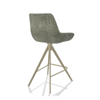 Tabouret de bar Padua 6457 en tissu Venga 156 (taupe), pieds en champagne, vue de trois-quarts arrière