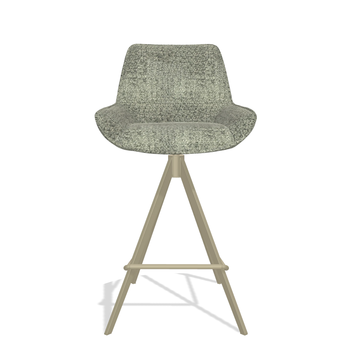 Tabouret de bar Padua 6457 en tissu Venga 156 (taupe), pieds en champagne, vue de face