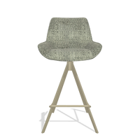 Tabouret de bar Padua 6457 en tissu Venga 156 (taupe), pieds en champagne, vue de face
