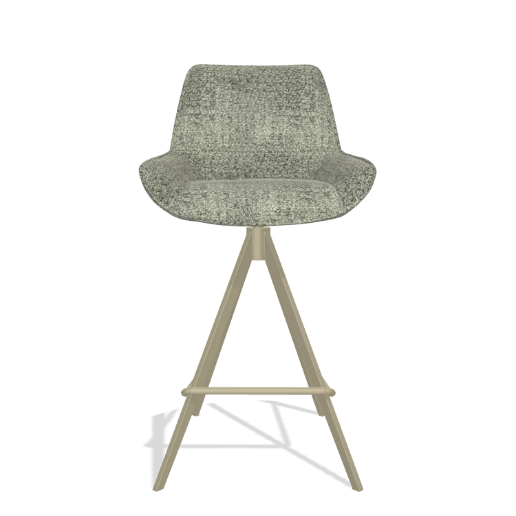 Tabouret de bar Padua 6457 en tissu Venga 156 (taupe), pieds en champagne, vue de face