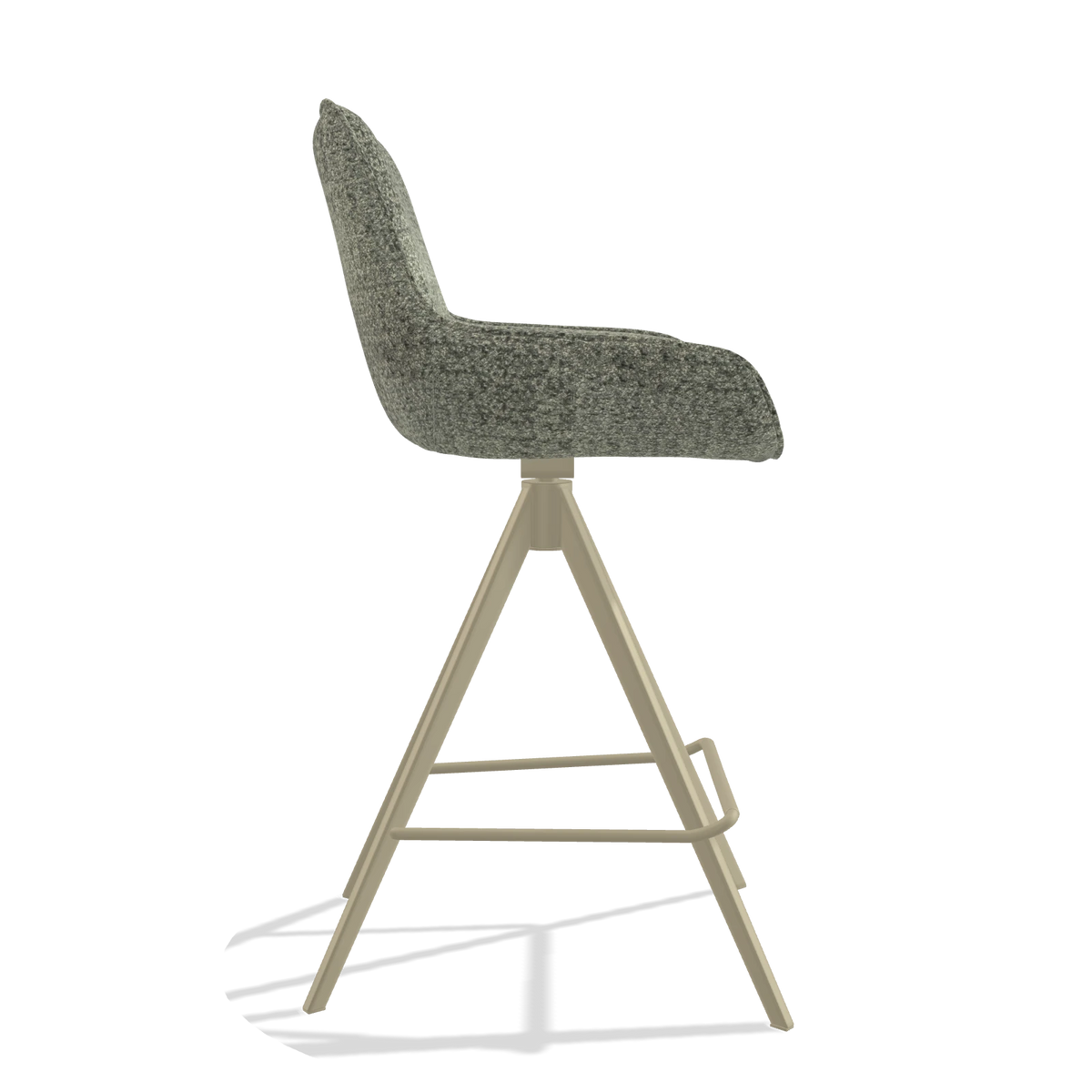 Tabouret de bar Padua 6457 en tissu Venga 156 (taupe), pieds en champagne, vue de profil