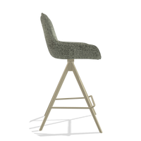 Tabouret de bar Padua 6457 en tissu Venga 156 (taupe), pieds en champagne, vue de profil