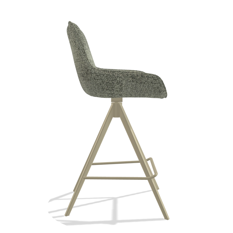 Tabouret de bar Padua 6457 en tissu Venga 156 (taupe), pieds en champagne, vue de profil