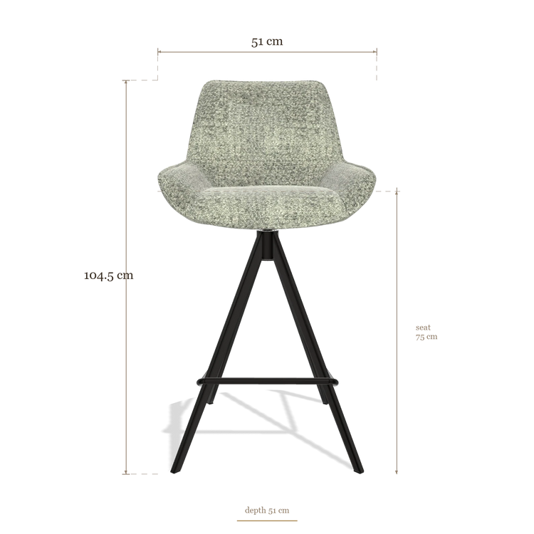 Tabouret de bar Padua 6457, dimensions 51 x 51 x 104.5 cm