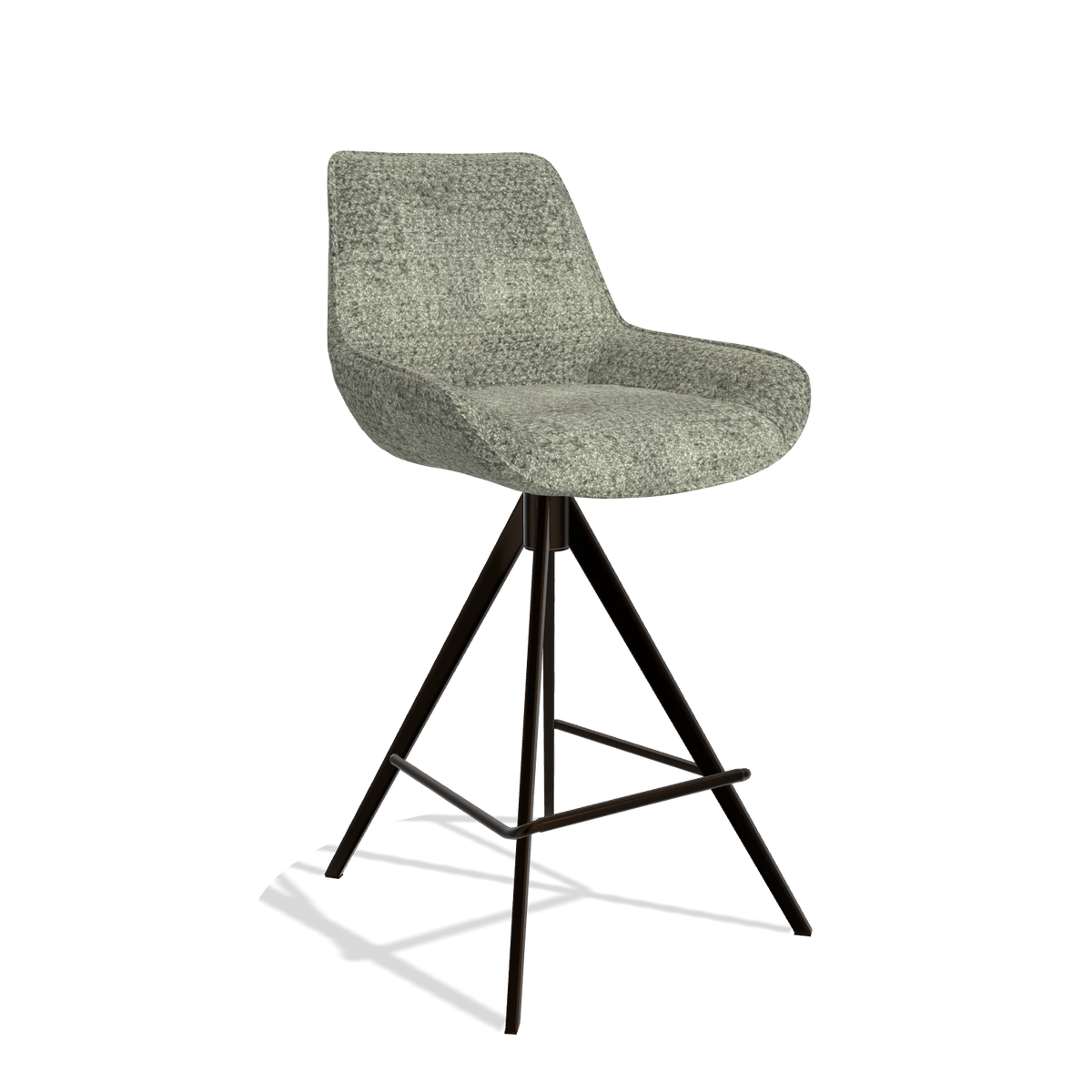 Tabouret de bar Padua 6457 en tissu Venga 156 (taupe), pieds en espresso, vue de trois-quarts