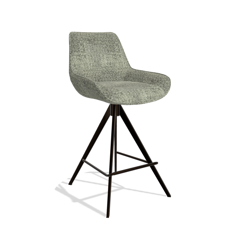 Tabouret de bar Padua 6457 en tissu Venga 156 (taupe), pieds en espresso, vue de trois-quarts