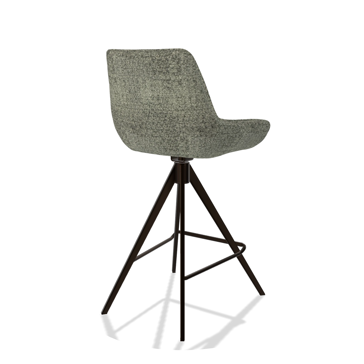 Tabouret de bar Padua 6457 en tissu Venga 156 (taupe), pieds en espresso, vue de trois-quarts arrière