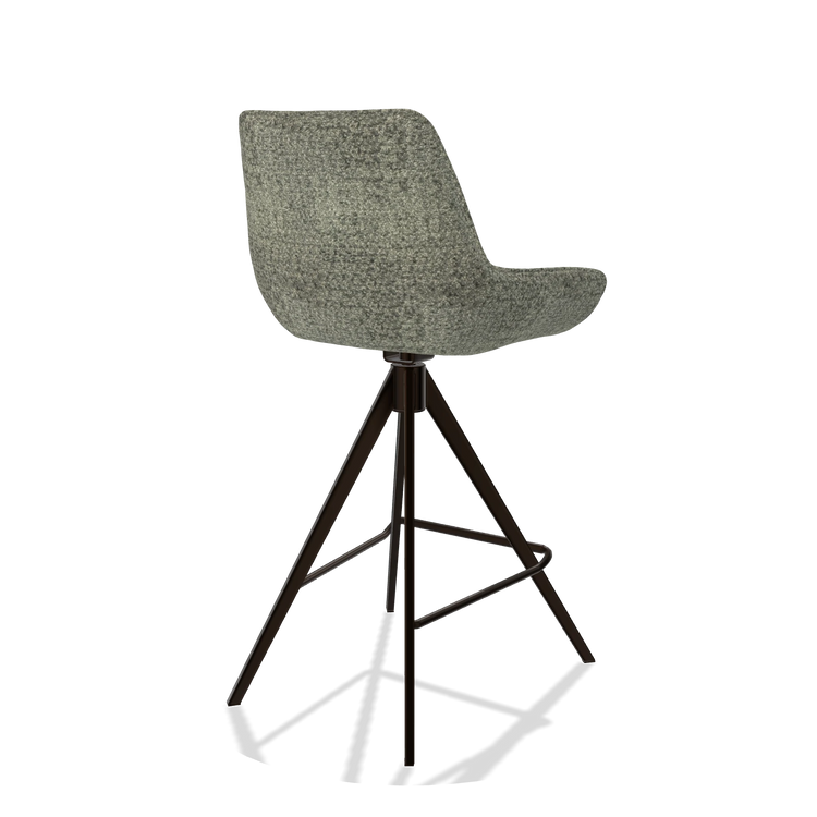 Tabouret de bar Padua 6457 en tissu Venga 156 (taupe), pieds en espresso, vue de trois-quarts arrière