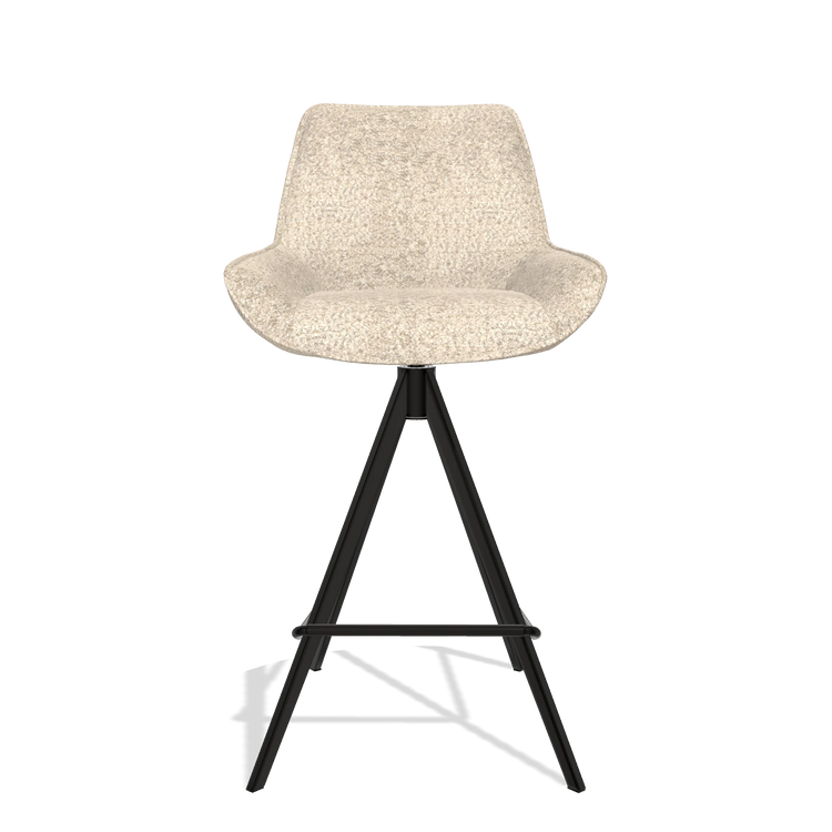 Tabouret de bar Padua 6457 en tissu Venga 214 (gris clair), pieds en noir, vue de face