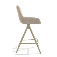 Tabouret de bar Padua 6457 en tissu Venga 214 (gris clair), pieds en champagne, vue de profil
