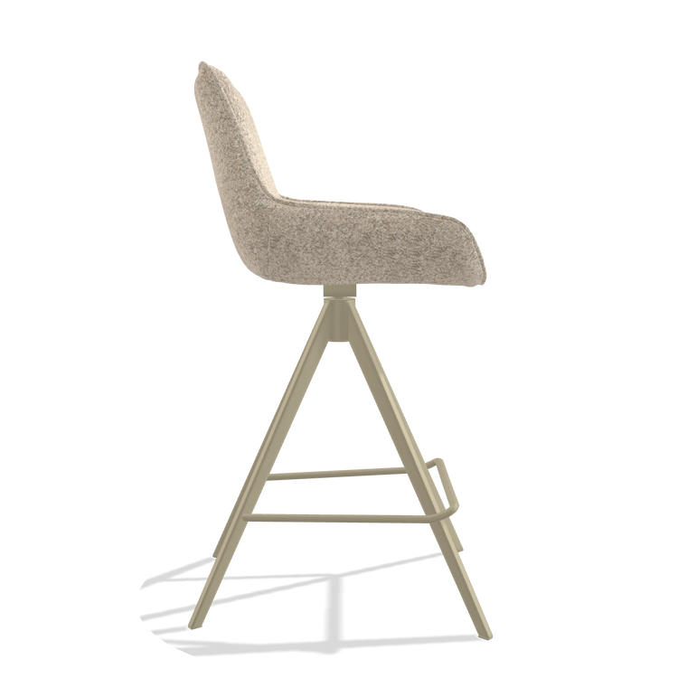 Tabouret de bar Padua 6457 en tissu Venga 214 (gris clair), pieds en champagne, vue de profil