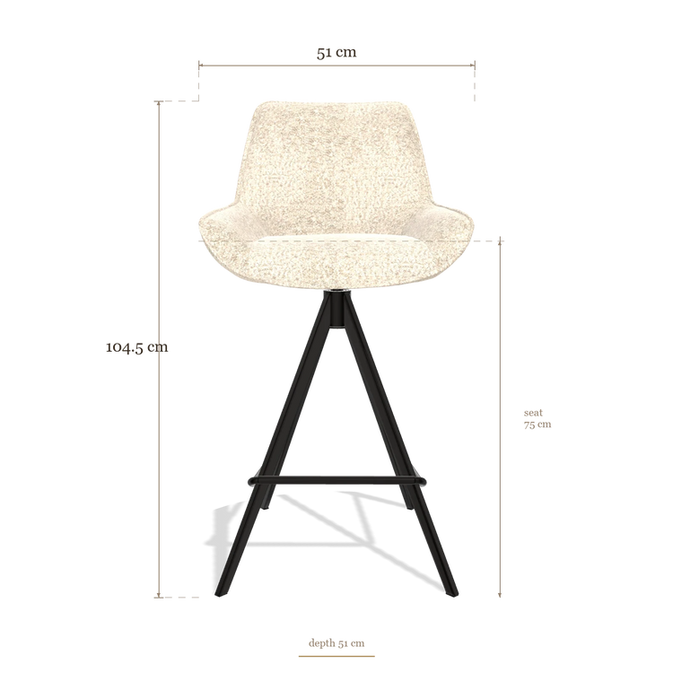 Tabouret de bar Padua 6457, dimensions 51 x 51 x 104.5 cm