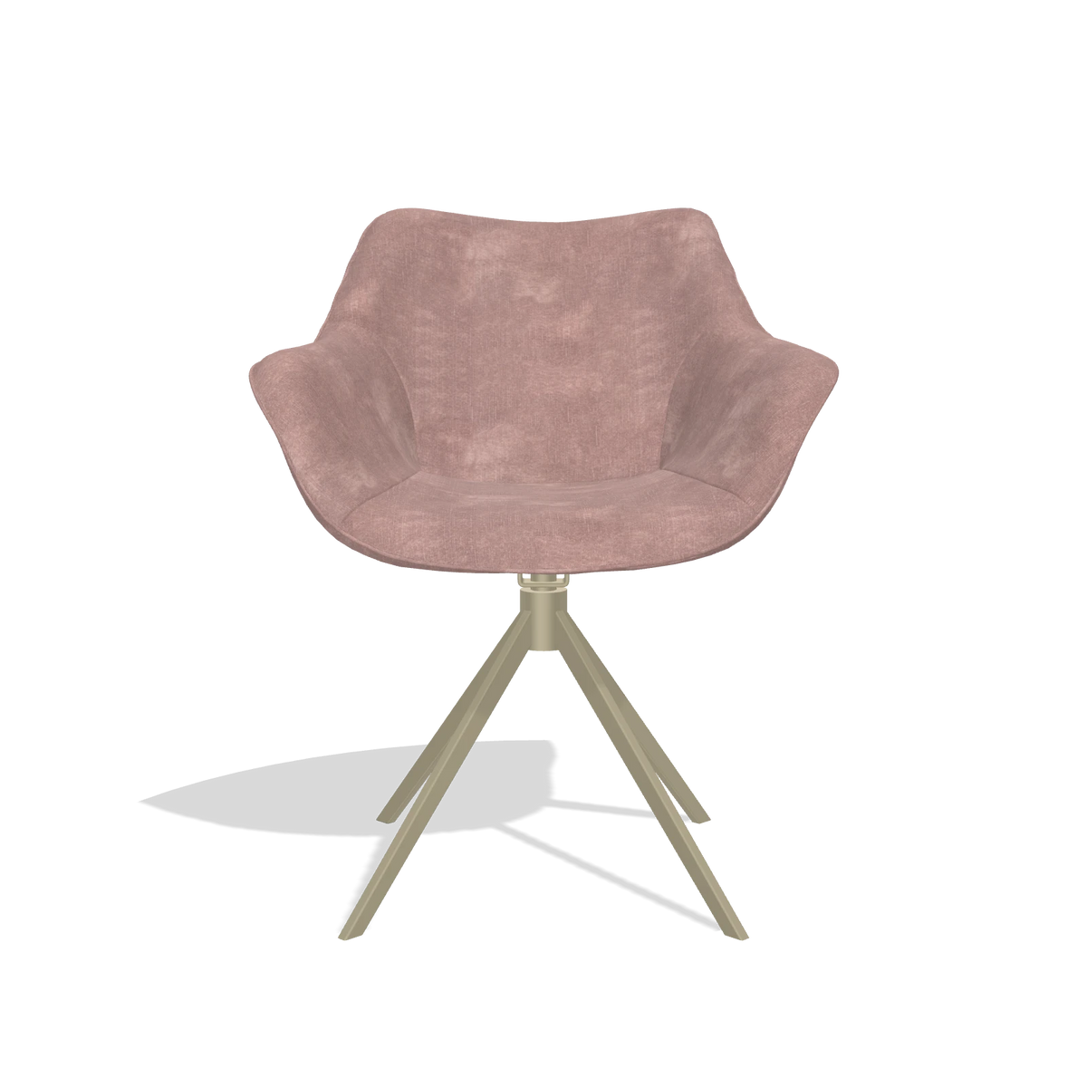 Chaise de salle à manger Padua 6333 en tissu Adore 200 (taupe), pied pivotant en champagne, vue de face