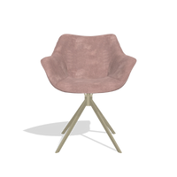Chaise de salle à manger Padua 6333 en tissu Adore 200 (taupe), pied pivotant en champagne, vue de face