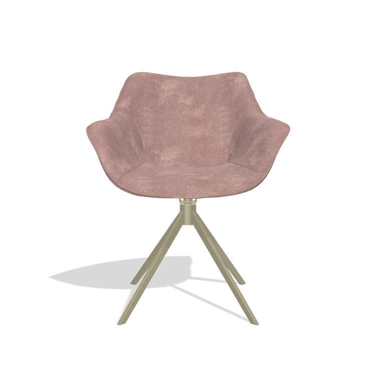 Chaise de salle à manger Padua 6333 en tissu Adore 200 (taupe), pied pivotant en champagne, vue de face