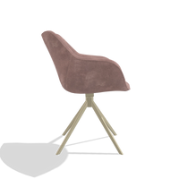 Dining Chair Padua 6333 in Adore 200 fabric (taupe), champagne swivel base, side view