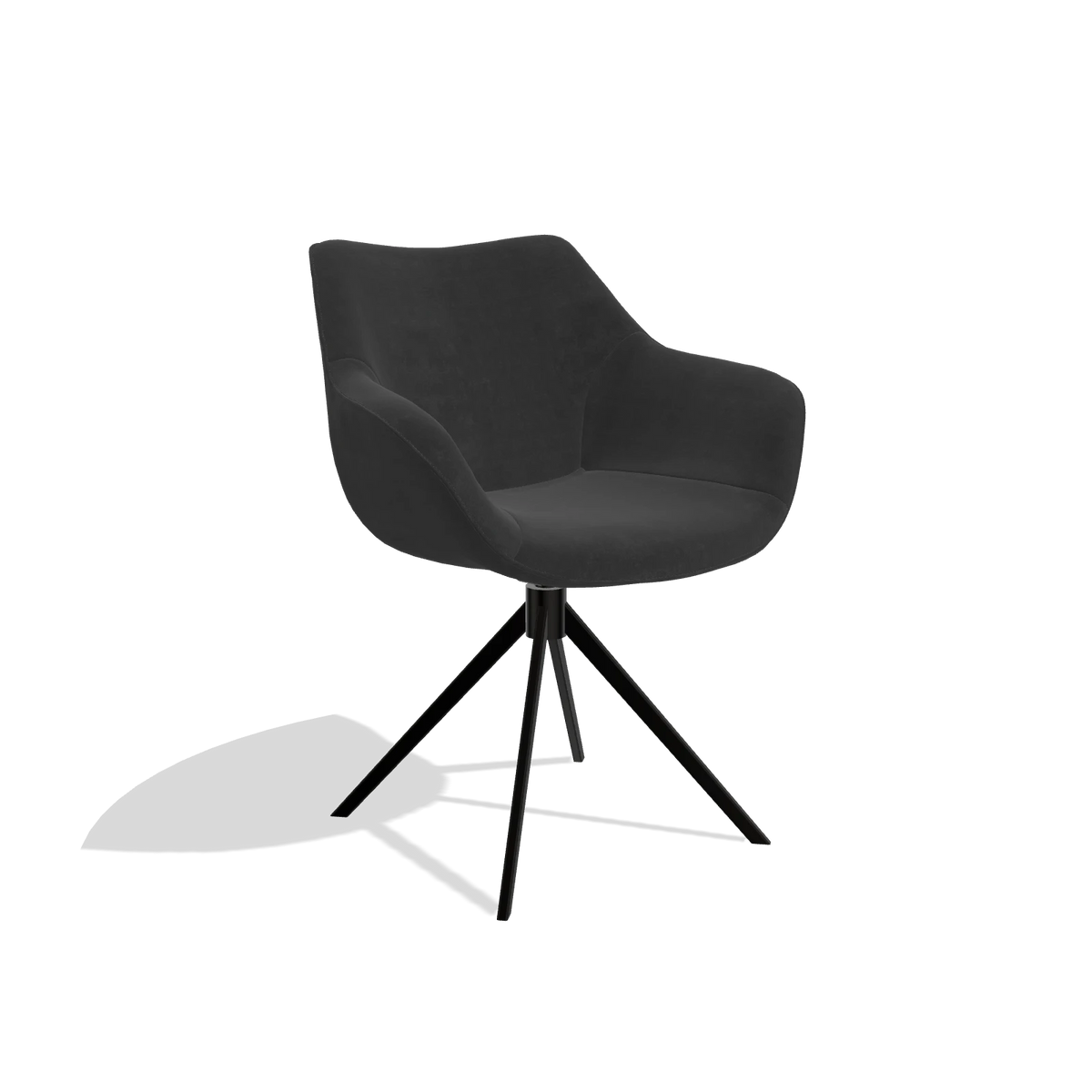 Esszimmerstuhl Padua 6333 in Stoff Adore 67 (Schwarz), Drehfuß in Schwarz, Schrägansicht