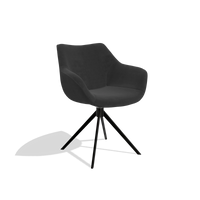 Esszimmerstuhl Padua 6333 in Stoff Adore 67 (Schwarz), Drehfuß in Schwarz, Schrägansicht