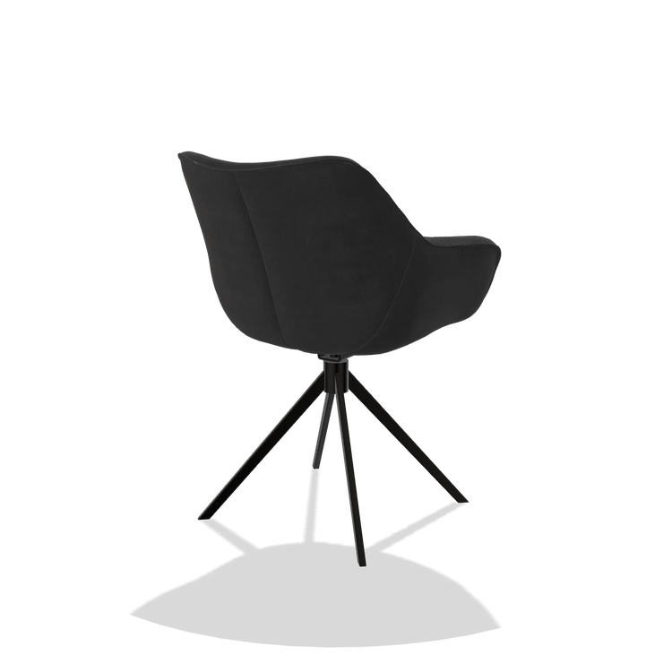 Esszimmerstuhl Padua 6333 in Stoff Adore 67 (Schwarz), Drehfuß in Schwarz, Schrägansicht von hinten