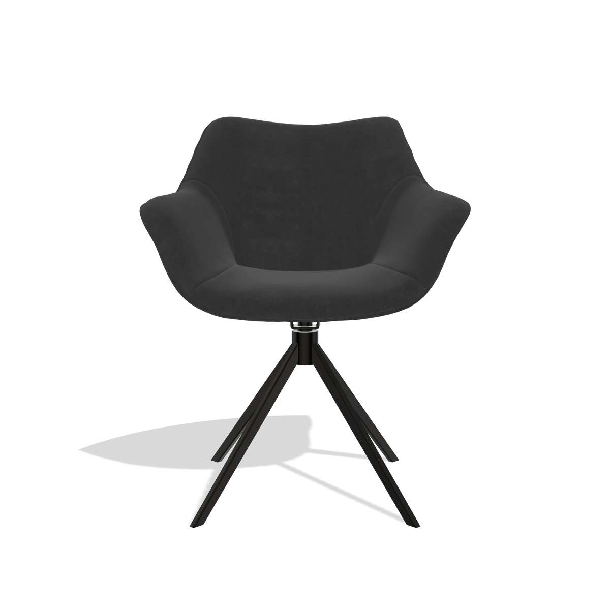 Esszimmerstuhl Padua 6333 in Stoff Adore 67 (Schwarz), Drehfuß in Schwarz, Vorderansicht