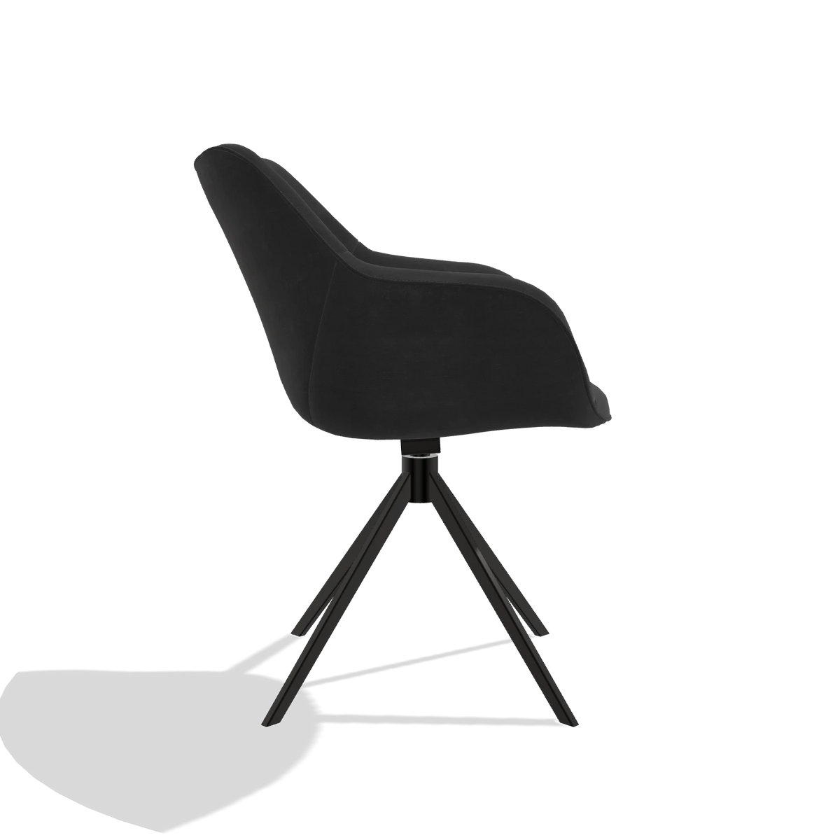 Esszimmerstuhl Padua 6333 in Stoff Adore 67 (Schwarz), Drehfuß in Schwarz, Seitenansicht
