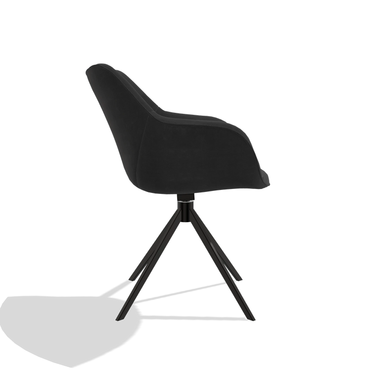 Esszimmerstuhl Padua 6333 in Stoff Adore 67 (Schwarz), Drehfuß in Schwarz, Seitenansicht