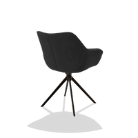 Esszimmerstuhl Padua 6333 in Stoff Adore 67 (Schwarz), Drehfuß in Espresso, Schrägansicht von hinten