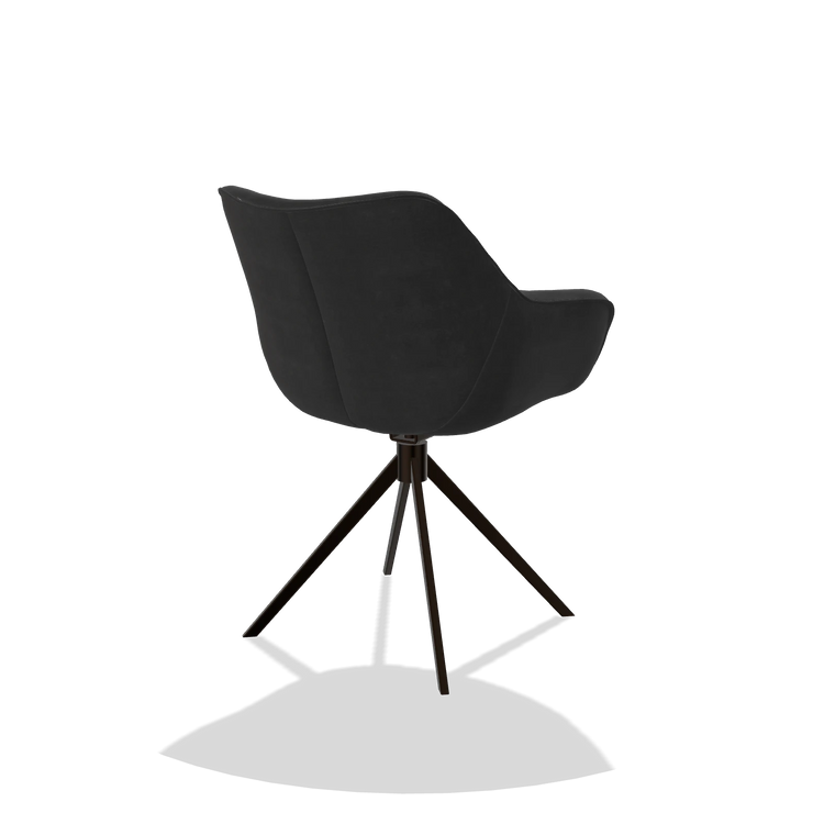 Esszimmerstuhl Padua 6333 in Stoff Adore 67 (Schwarz), Drehfuß in Espresso, Schrägansicht von hinten