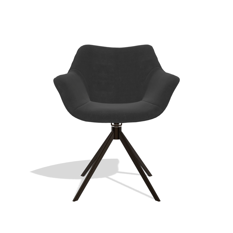 Esszimmerstuhl Padua 6333 in Stoff Adore 67 (Schwarz), Drehfuß in Espresso, Vorderansicht