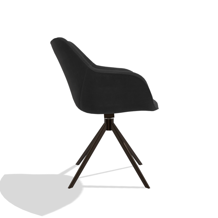 Esszimmerstuhl Padua 6333 in Stoff Adore 67 (Schwarz), Drehfuß in Espresso, Seitenansicht