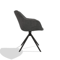 Sedia da pranzo Padua 6333 in tessuto Adore 68 (grigio scuro), base girevole in nero, vista laterale