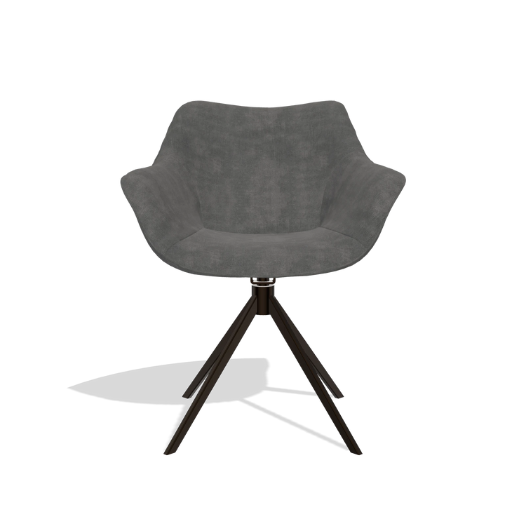 Sedia da pranzo Padua 6333 in tessuto Adore 68 (grigio scuro), base girevole in espresso, vista frontale